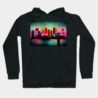 Neon Tokyo City Skyline Buildings In Neon light / Tokyo City Silhouette Hoodie